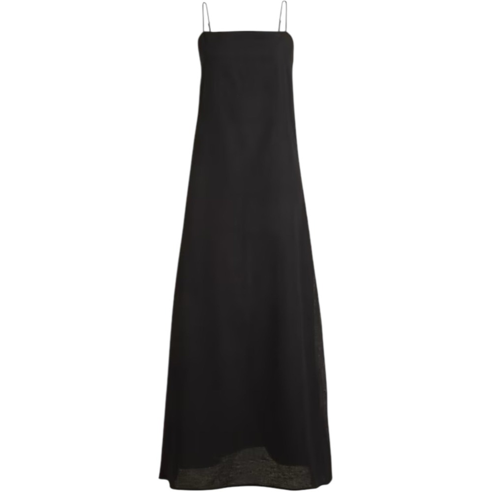 J. Crew Black Spaghetti-Strap Midi Dress